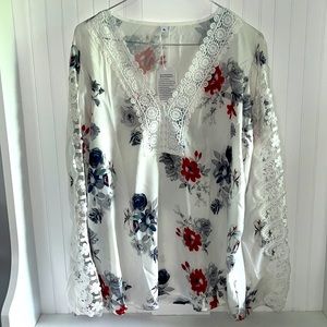 Woman’s Floral and Lace Blouse